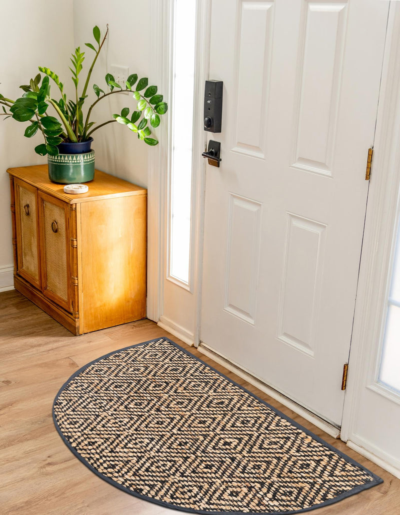 Woven Seaside Jute Collection Area Rug - Marina Hearth Black lifestyle 53