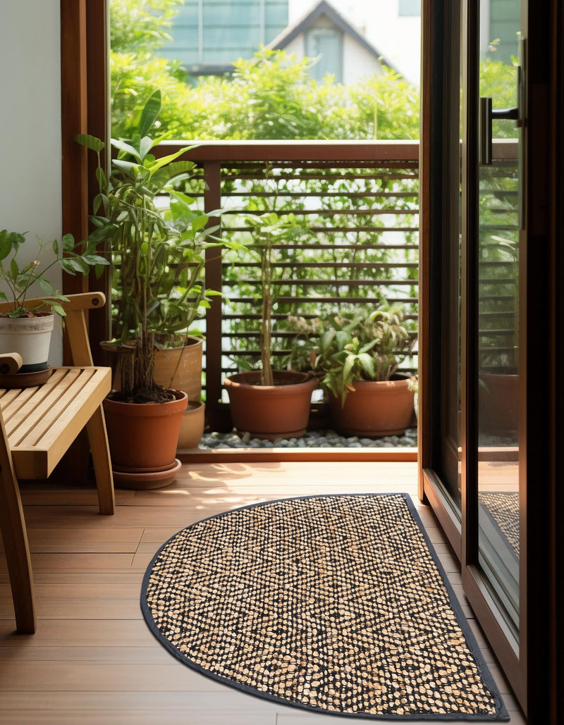 Woven Seaside Jute Collection Area Rug - Marina Hearth Black lifestyle 60