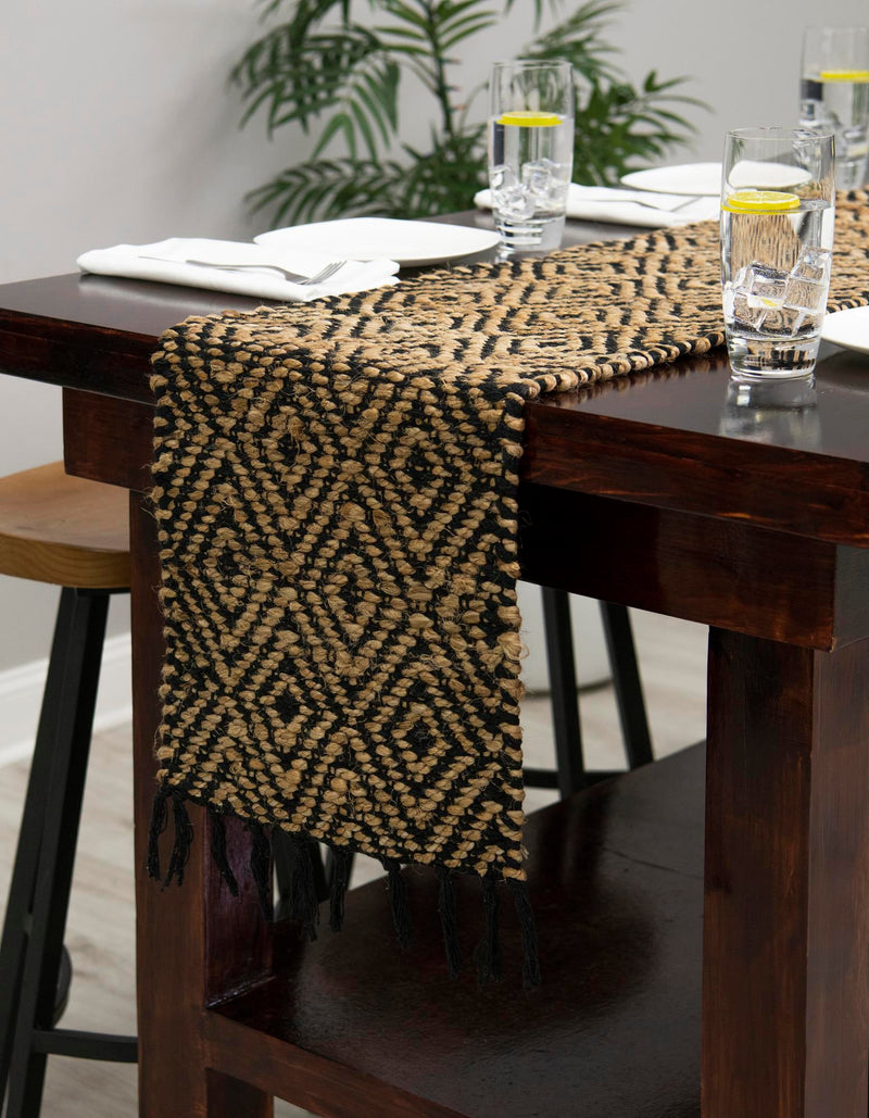 Woven Seaside Jute Collection Area Rug - Marina Table Runner Black lifestyle 51