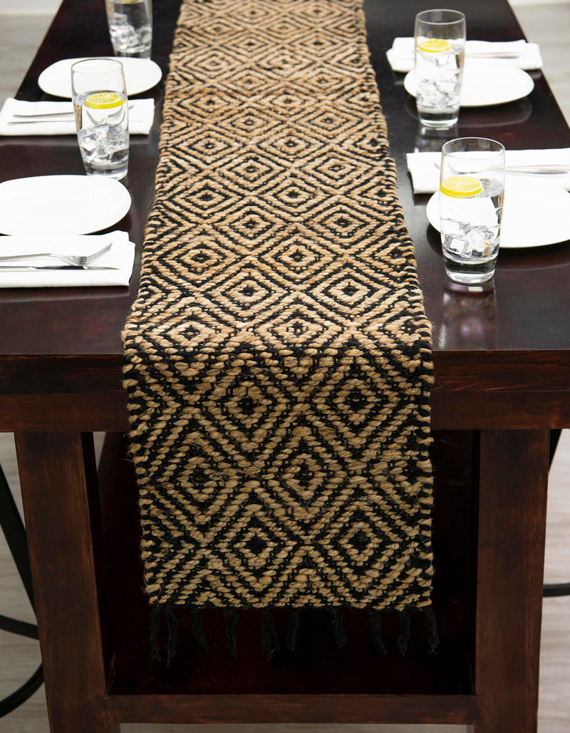 Woven Seaside Jute Collection Area Rug - Marina Table Runner Black lifestyle 58