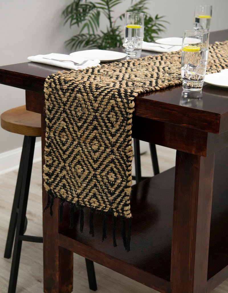 Woven Seaside Jute Collection Area Rug - Marina Table Runner Black lifestyle 52