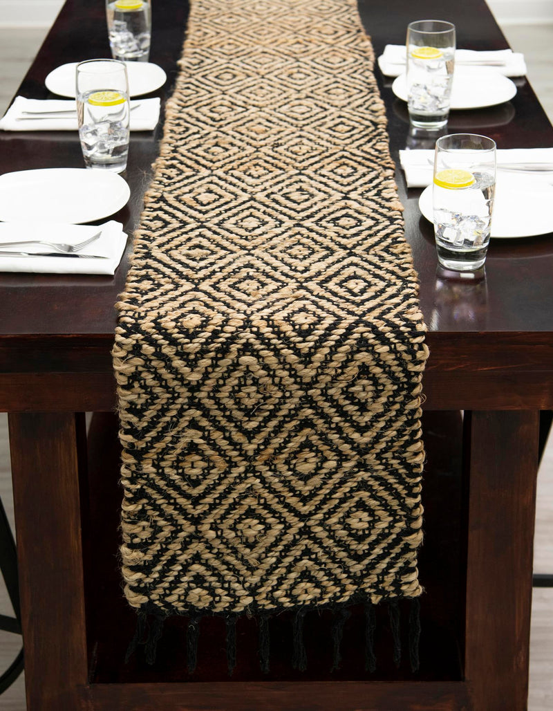 Woven Seaside Jute Collection Area Rug - Marina Table Runner Black lifestyle 59
