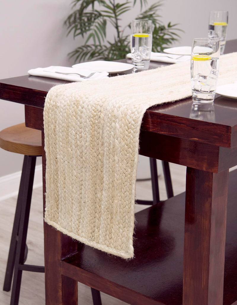 Woven Seaside Jute Collection Area Rug - Savannah (White) Table Runner White lifestyle 32