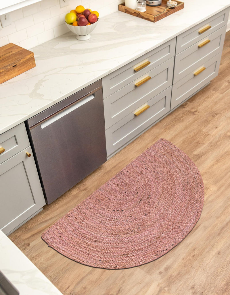 Woven Seaside Jute Collection Area Rug - Savannah (Light Pink) Hearth Light Pink lifestyle 54