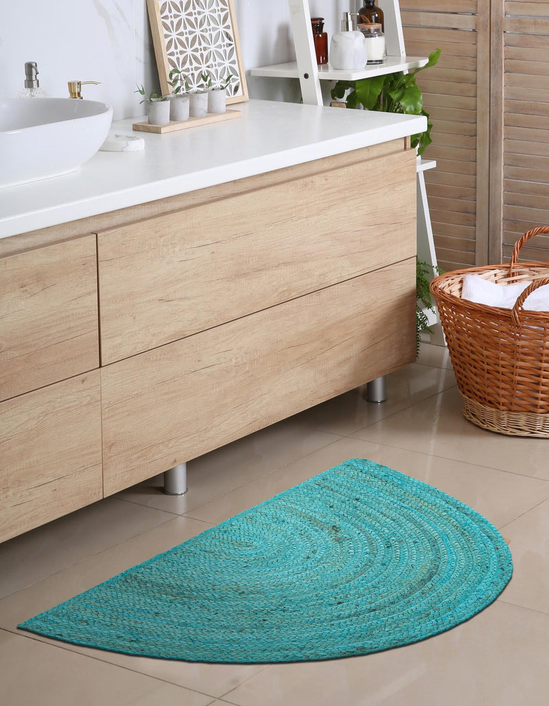 Woven Seaside Jute Collection Area Rug - Savannah (Turquoise) Hearth Turquoise lifestyle 31