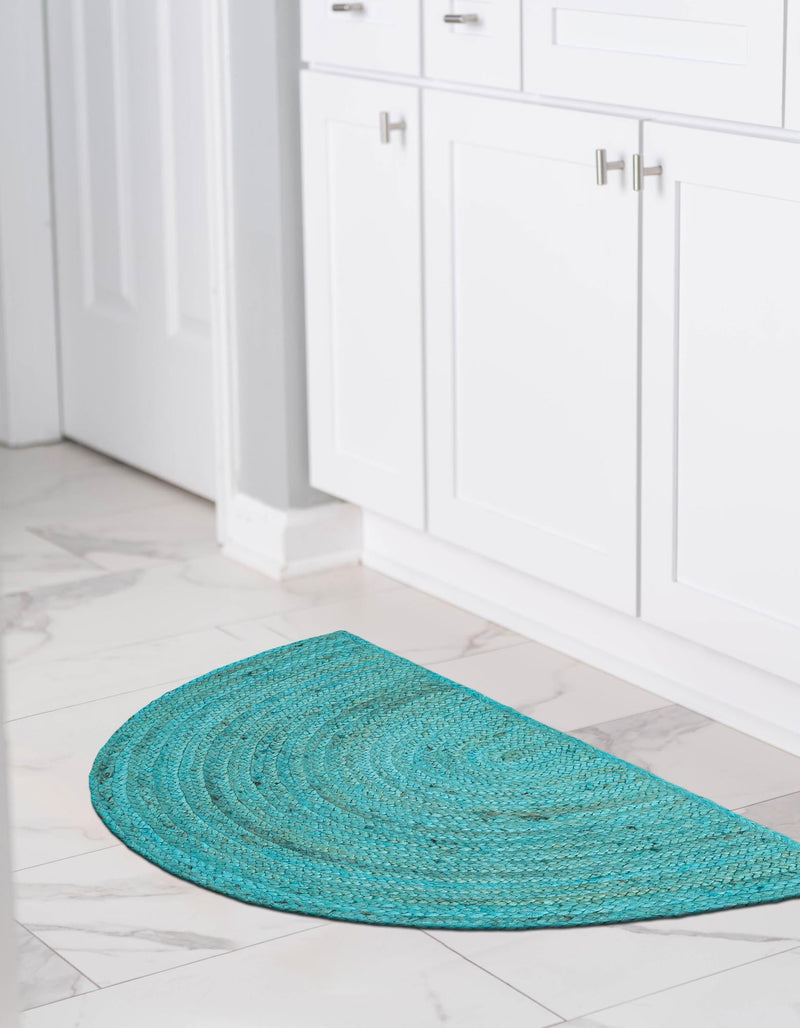 Woven Seaside Jute Collection Area Rug - Savannah (Turquoise) Hearth Turquoise lifestyle 35