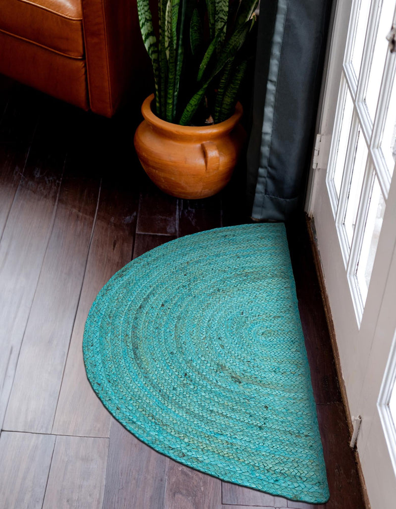 Woven Seaside Jute Collection Area Rug - Savannah (Turquoise) Hearth Turquoise lifestyle 38