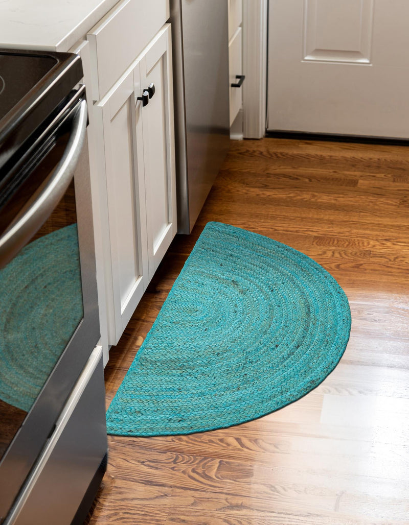 Woven Seaside Jute Collection Area Rug - Savannah (Turquoise) Hearth Turquoise lifestyle 39
