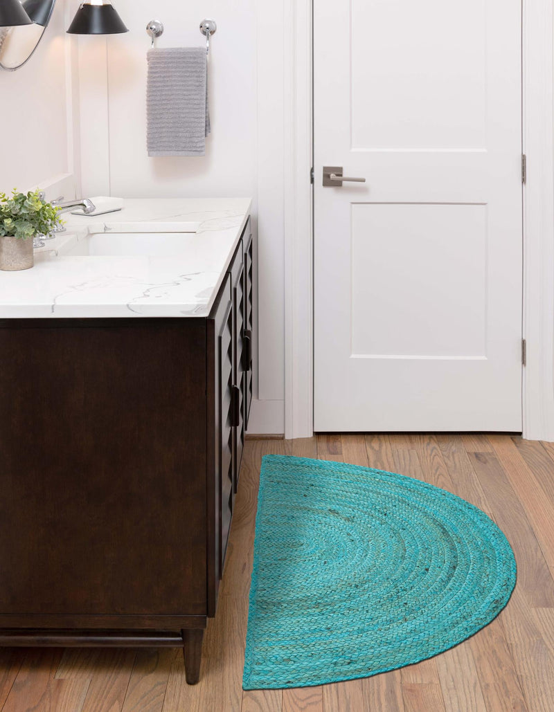 Woven Seaside Jute Collection Area Rug - Savannah (Turquoise) Hearth Turquoise lifestyle 42