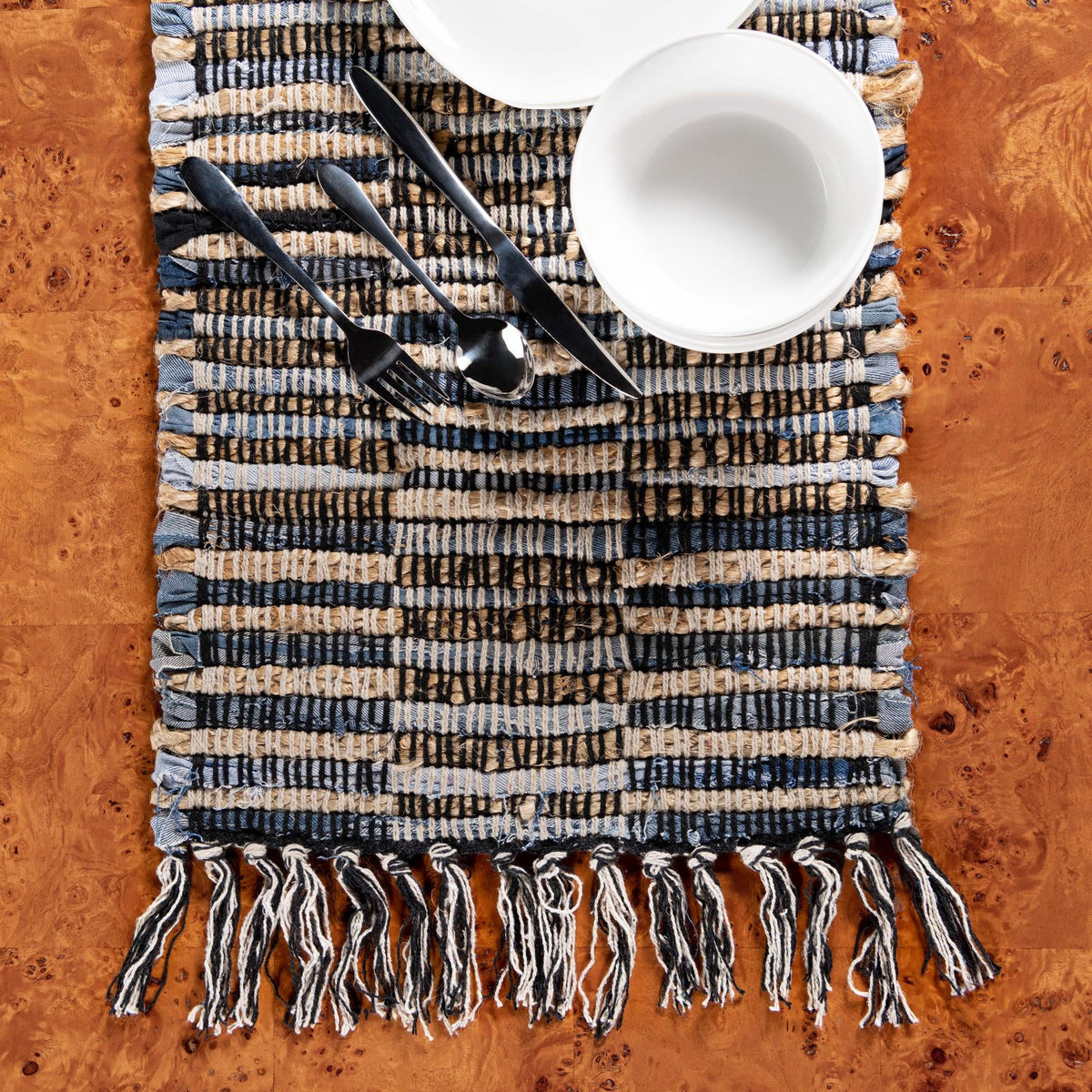 Osian Looms Collection Area Rug - Osian Table Runner Dark Gray lifestyle 41