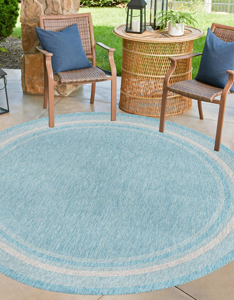 Patio Perimeter Collection Area Rug - Veranda (Aquamarine) Round Aquamarine lifestyle 0
