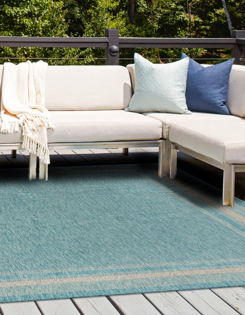 Patio Perimeter Collection Area Rug - Veranda (Aquamarine) Square Aquamarine lifestyle 2