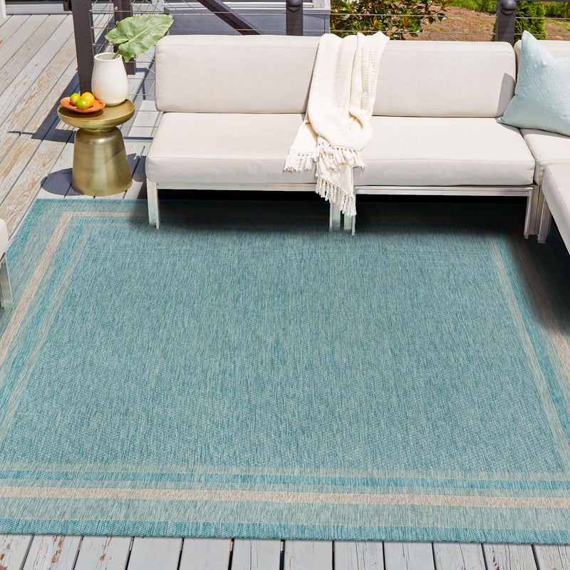 Patio Perimeter Collection Area Rug - Veranda (Aquamarine) Square Aquamarine lifestyle 23