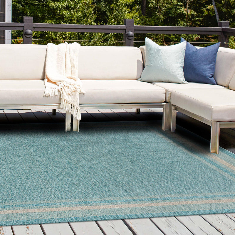 Patio Perimeter Collection Area Rug - Veranda (Aquamarine) Square Aquamarine lifestyle 24