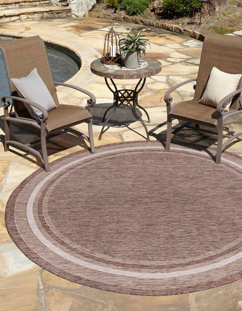 Patio Perimeter Collection Area Rug - Veranda (Brown) Round Brown lifestyle 32