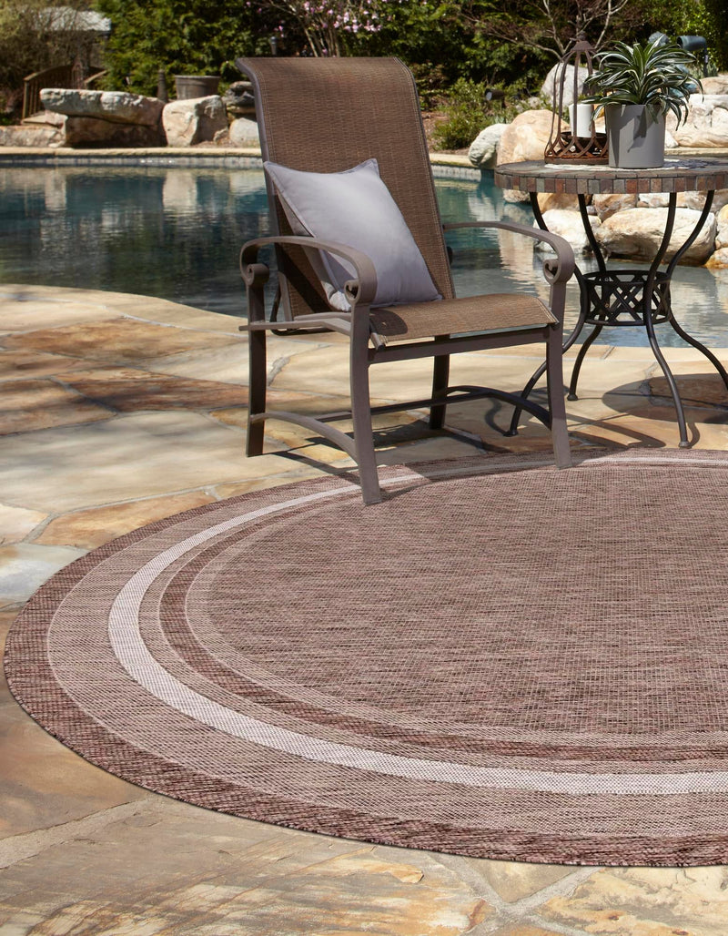 Patio Perimeter Collection Area Rug - Veranda (Brown) Round Brown lifestyle 38