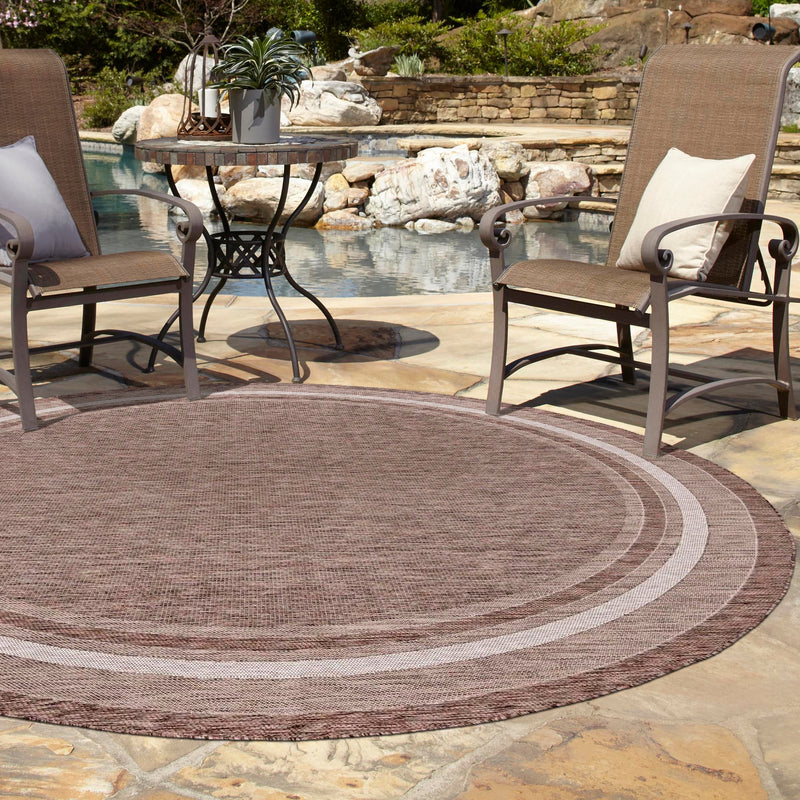 Patio Perimeter Collection Area Rug - Veranda (Brown) Round Brown lifestyle 118