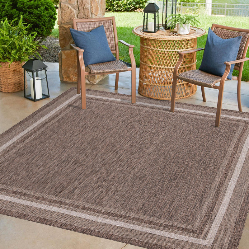 Patio Perimeter Collection Area Rug - Veranda (Brown) Square Brown lifestyle 115