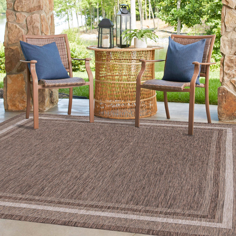 Patio Perimeter Collection Area Rug - Veranda (Brown) Square Brown lifestyle 119