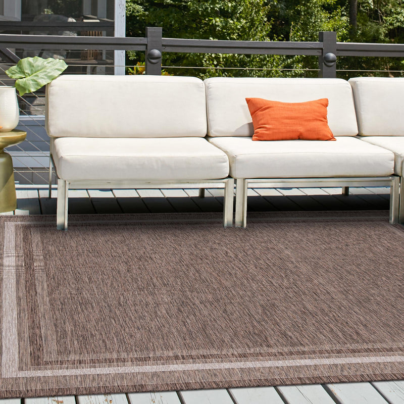 Patio Perimeter Collection Area Rug - Veranda (Brown) Square Brown lifestyle 122