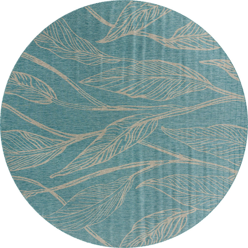 Garden Terrace Escape Collection Area Rug - Evergreen (Light Aqua) Round Light Aqua Main