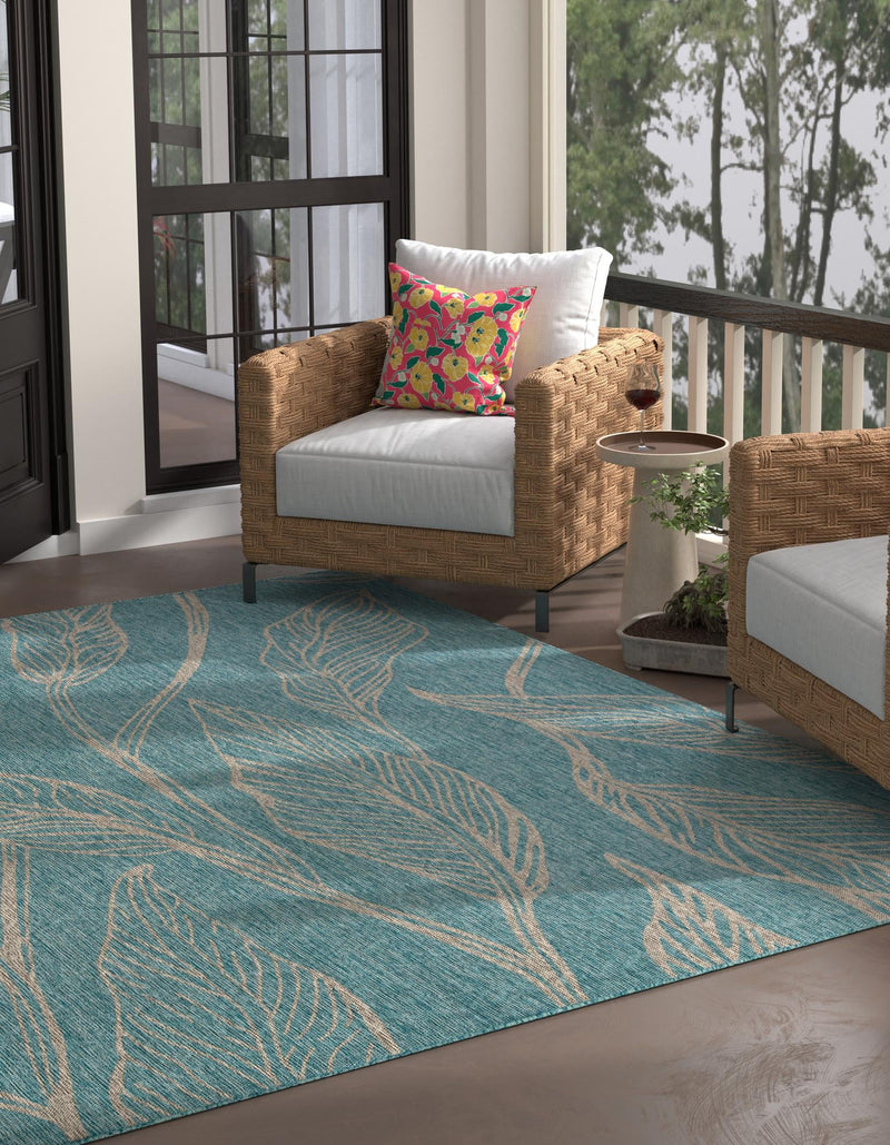 Garden Terrace Escape Collection Area Rug - Evergreen (Light Aqua) Square Light Aqua lifestyle 0