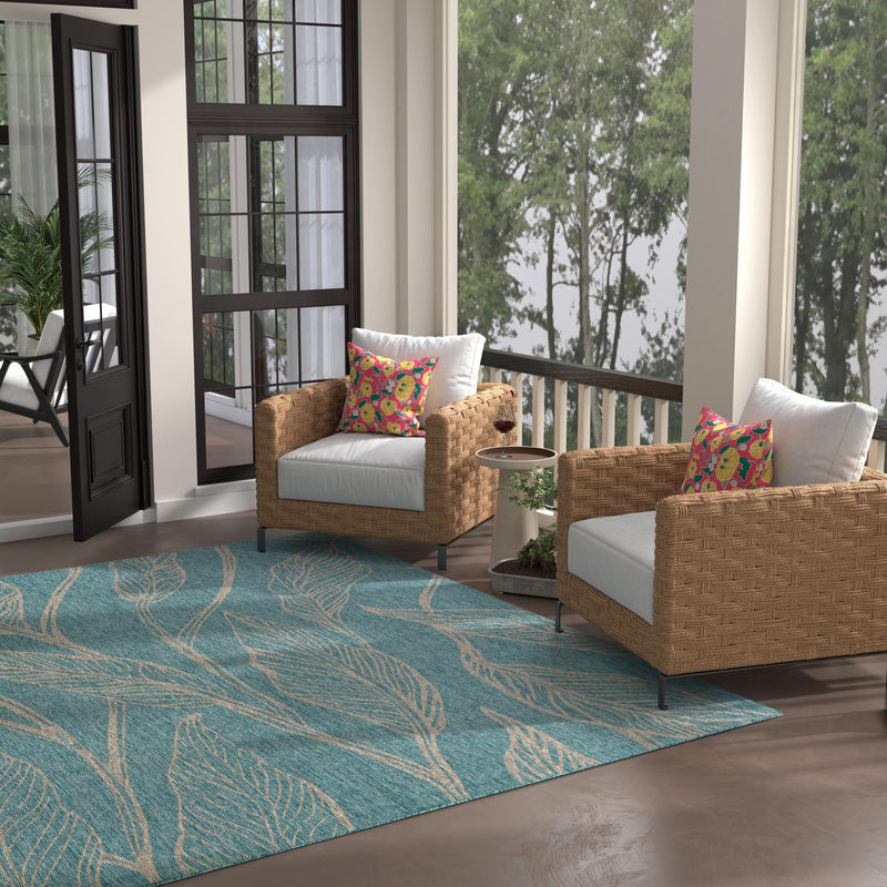 Garden Terrace Escape Collection Area Rug - Evergreen (Light Aqua) Square Light Aqua lifestyle 8