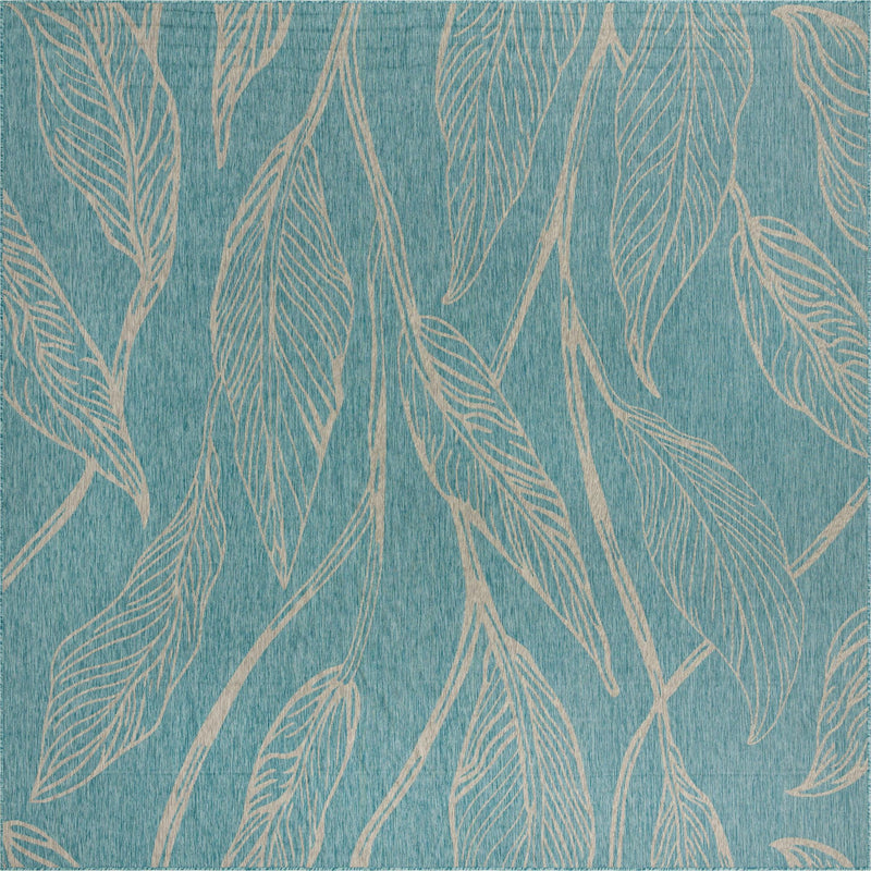 Garden Terrace Escape Collection Area Rug - Evergreen (Light Aqua) Square Light Aqua Main