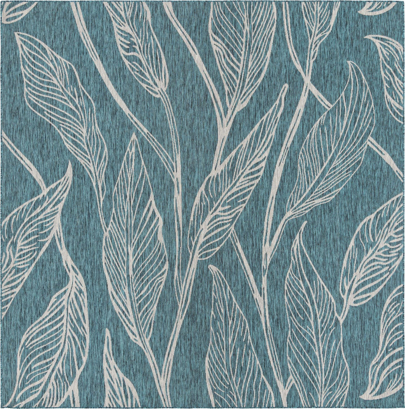 Garden Terrace Escape Collection Area Rug - Evergreen (Teal) Square Teal Main