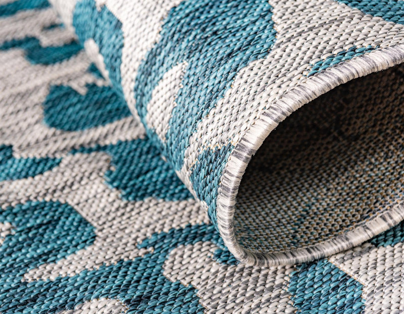 Jungle Expedition Collection Area Rug - Amazon (Teal) Square Teal lifestyle 6