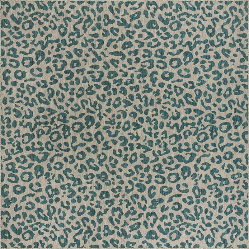 Jungle Expedition Collection Area Rug - Amazon (Teal) Square Teal Main