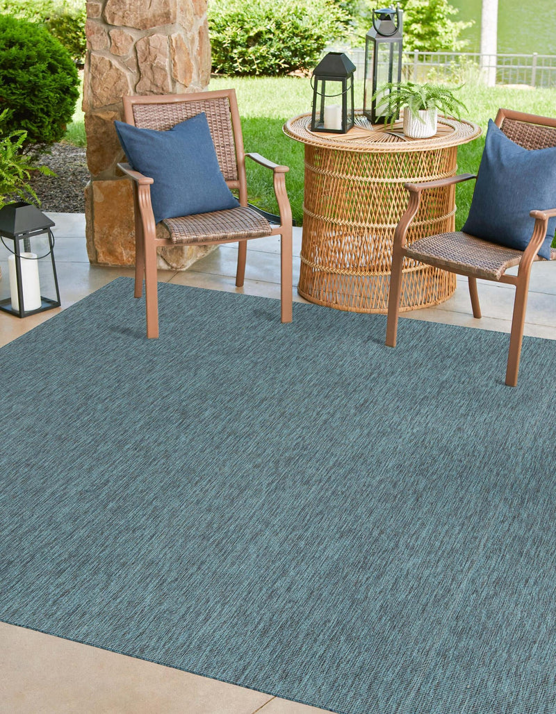 Patio Perfection Collection Area Rug - Veranda (Teal) Square Teal lifestyle 24