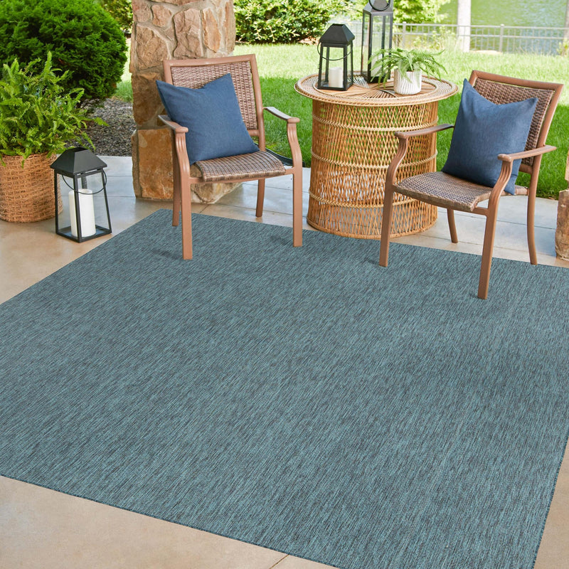 Patio Perfection Collection Area Rug - Veranda (Teal) Square Teal lifestyle 70