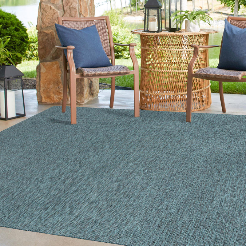 Patio Perfection Collection Area Rug - Veranda (Teal) Square Teal lifestyle 72