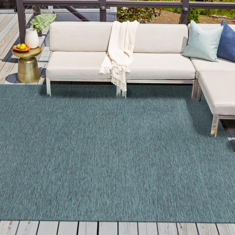 Patio Perfection Collection Area Rug - Veranda (Teal) Square Teal lifestyle 74