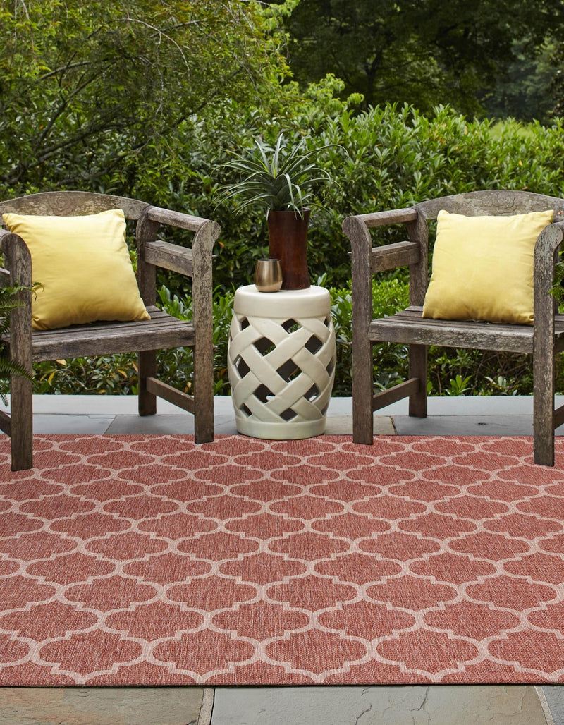 Garden Lattice Oasis Collection Area Rug - Arbor (Rust Red) Square Rust Red lifestyle 2