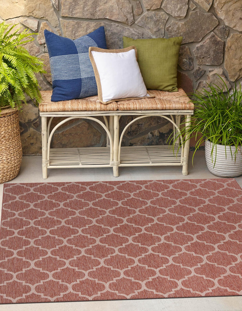 Garden Lattice Oasis Collection Area Rug - Arbor (Rust Red) Square Rust Red lifestyle 3