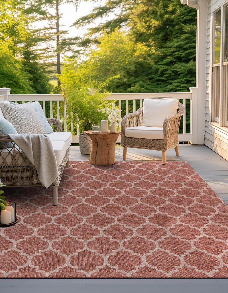 Garden Lattice Oasis Collection Area Rug - Arbor (Rust Red) Square Rust Red lifestyle 6