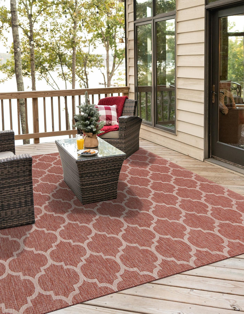 Garden Lattice Oasis Collection Area Rug - Arbor (Rust Red) Square Rust Red lifestyle 7