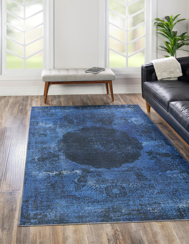 Laguna Sands Collection Area Rug - Catalina Rectangle Overdyed Blue lifestyle 6