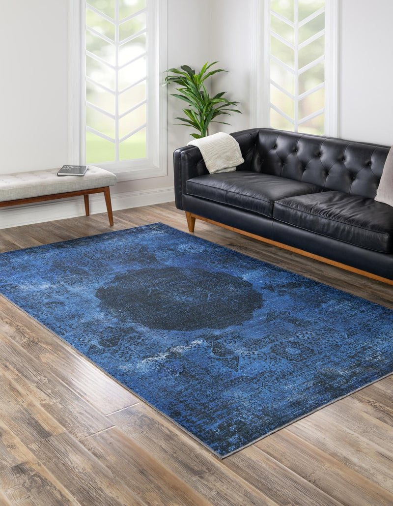 Laguna Sands Collection Area Rug - Catalina Rectangle Overdyed Blue lifestyle 11
