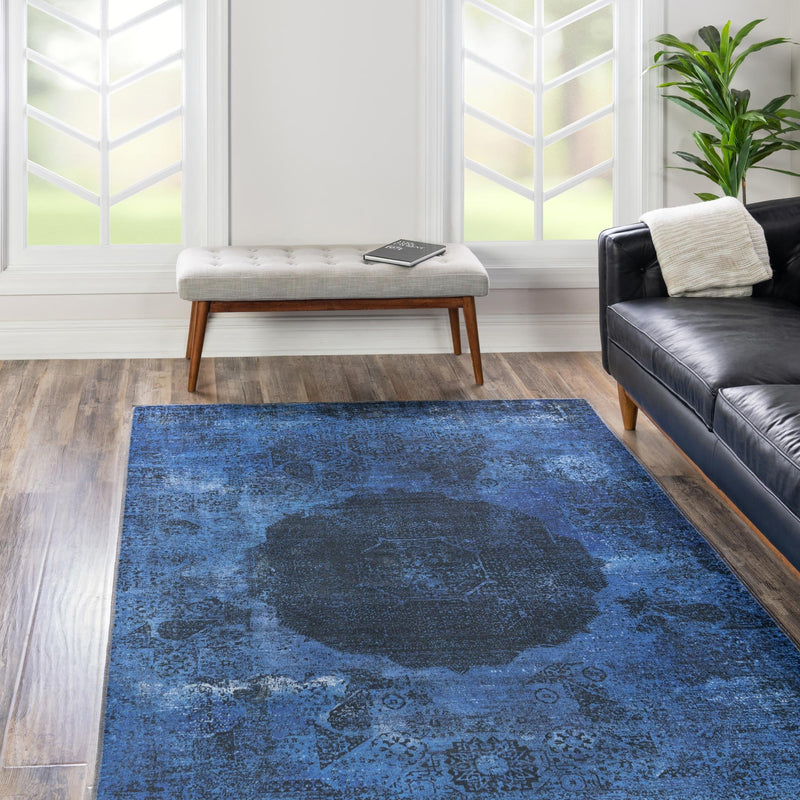 Laguna Sands Collection Area Rug - Catalina Rectangle Overdyed Blue lifestyle 47
