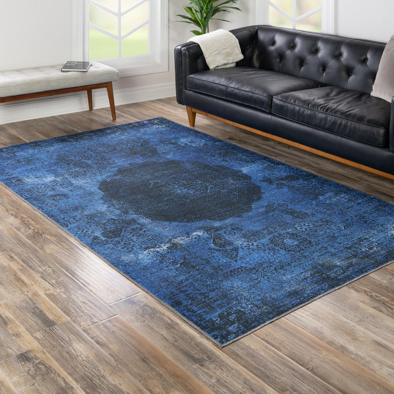 Laguna Sands Collection Area Rug - Catalina Rectangle Overdyed Blue lifestyle 52