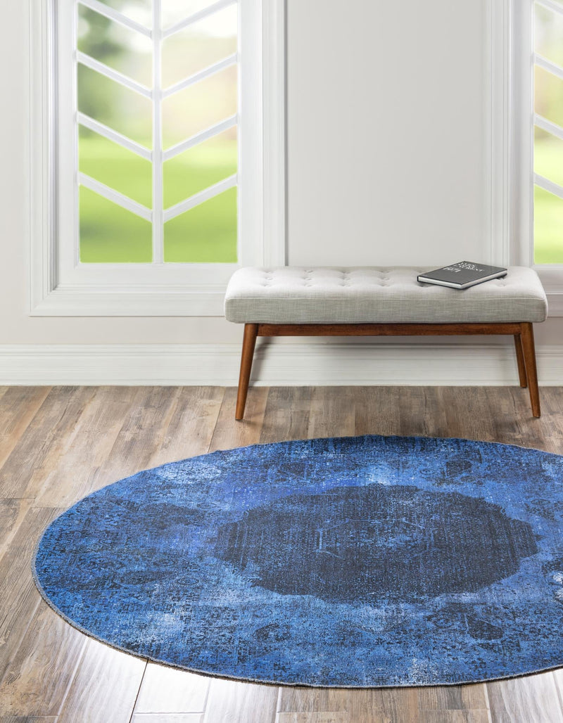 Laguna Sands Collection Area Rug - Catalina Round Overdyed Blue lifestyle 71