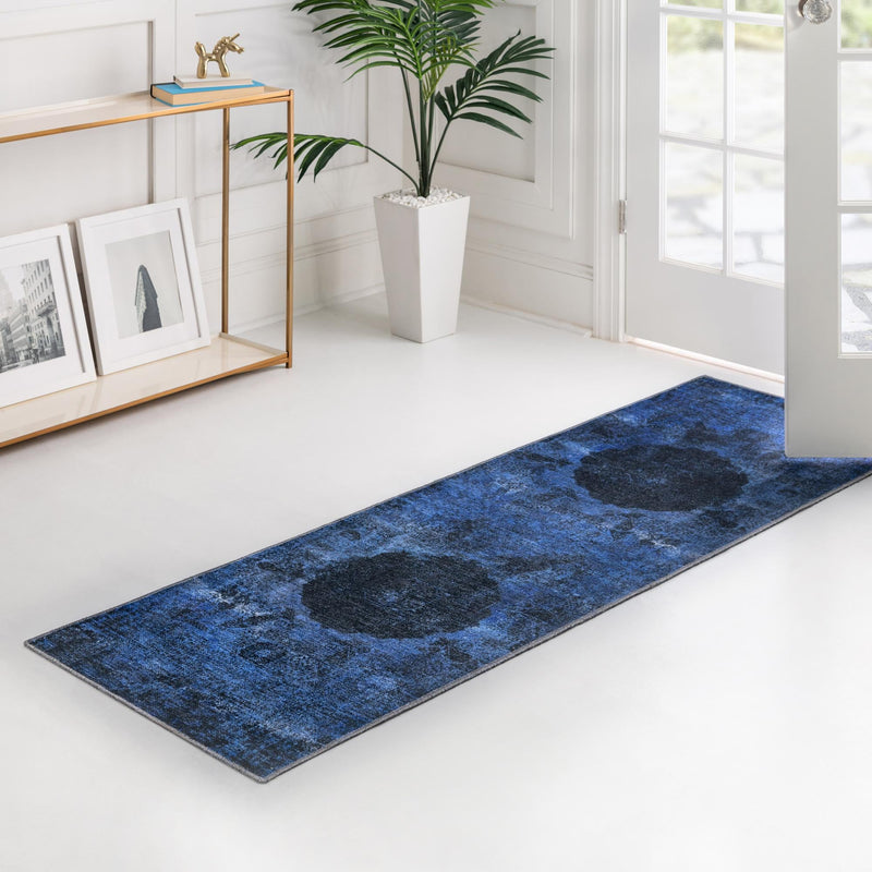 Laguna Sands Collection Area Rug - Catalina Runner Overdyed Blue lifestyle 166