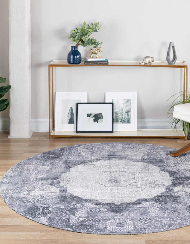 Laguna Sands Collection Area Rug - Catalina Round Gray Ivory lifestyle 42