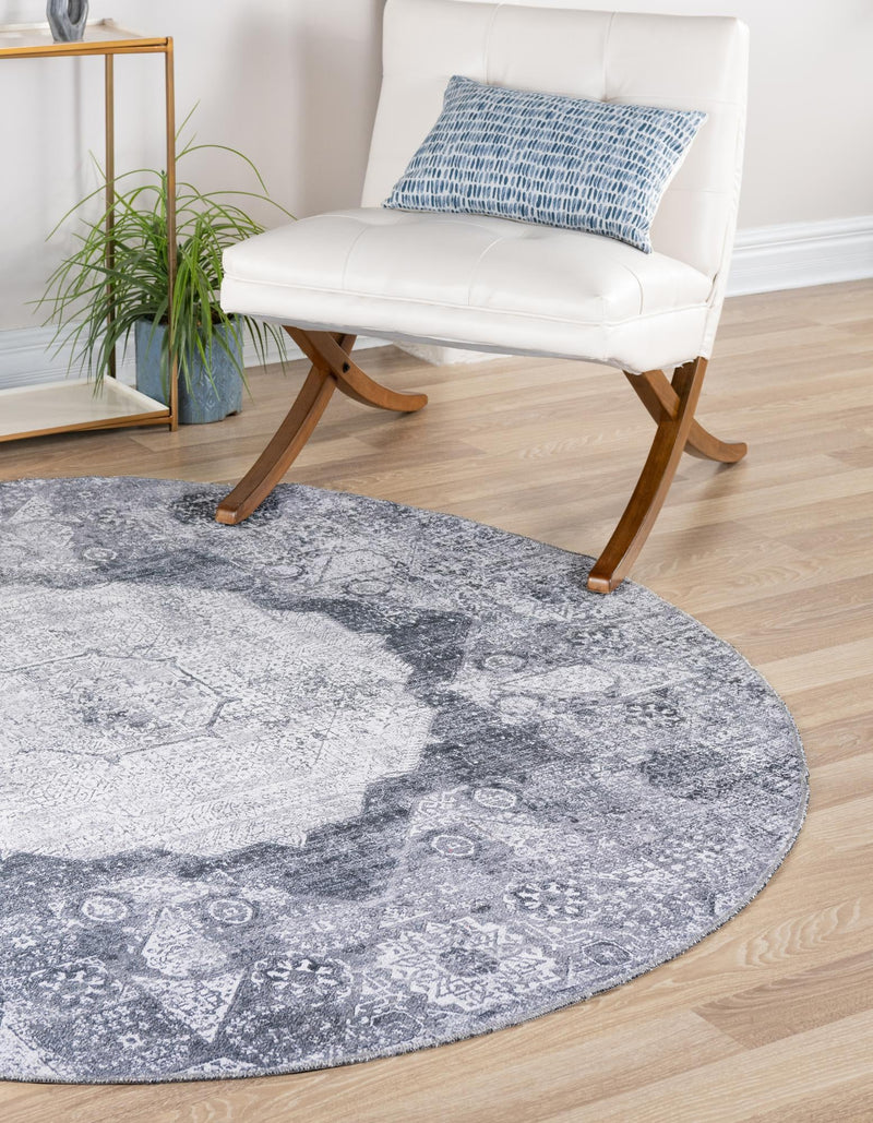 Laguna Sands Collection Area Rug - Catalina Round Gray Ivory lifestyle 50