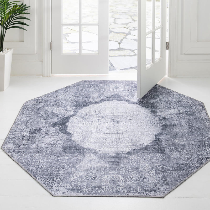 Laguna Sands Collection Area Rug - Catalina Octagon Gray Ivory lifestyle 141