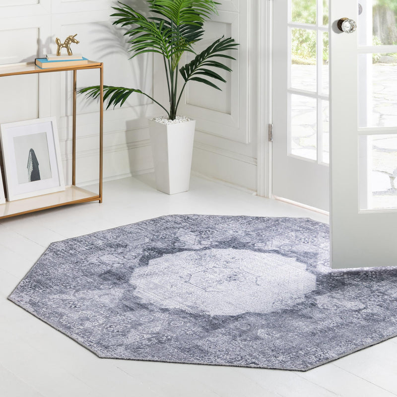 Laguna Sands Collection Area Rug - Catalina Octagon Gray Ivory lifestyle 149