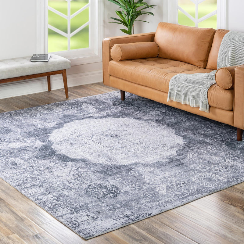 Laguna Sands Collection Area Rug - Catalina Square Gray Ivory lifestyle 167